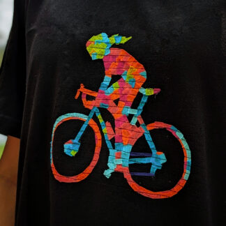 Calyz Black T-shirt with Girl Cyclist